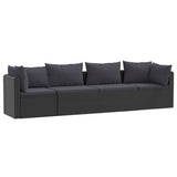 Set Divani da Giardino 4 pz con Cuscini in Polyrattan Nero