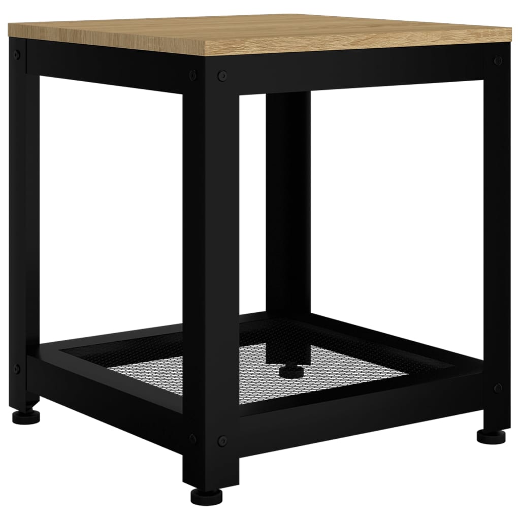 Tavolino Marrone Chiaro e Nero 40x40x45 cm MDF e Ferro