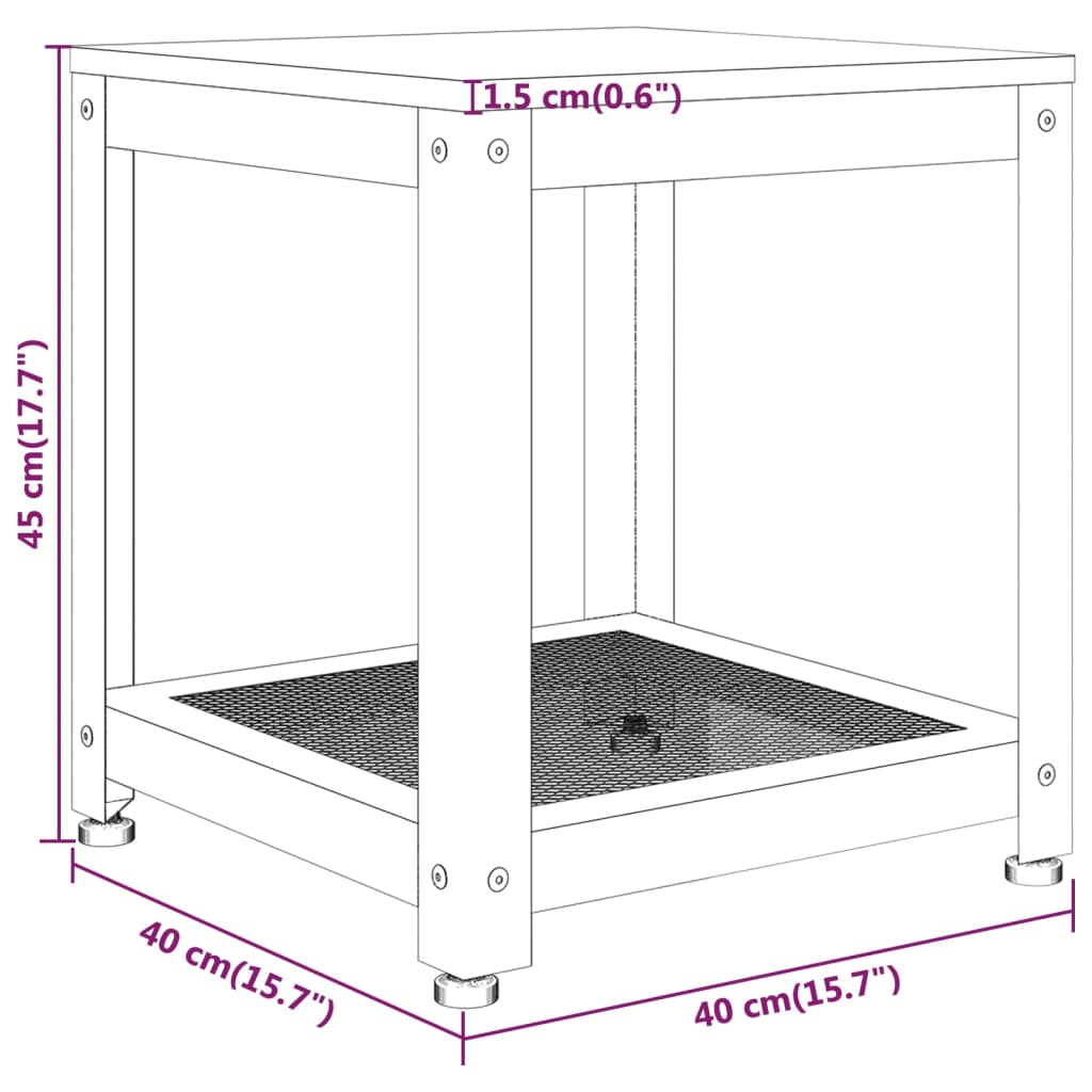 Tavolino Marrone Scuro e Nero 40x40x45 cm MDF e Ferro