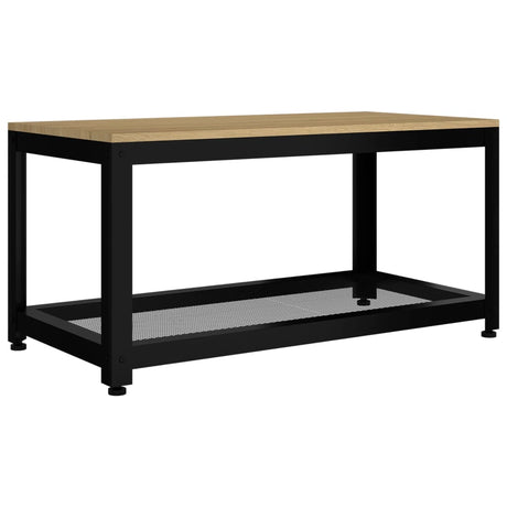 Tavolino Salotto Marrone Chiaro e Nero 90x45x45 cm MDF e Ferro