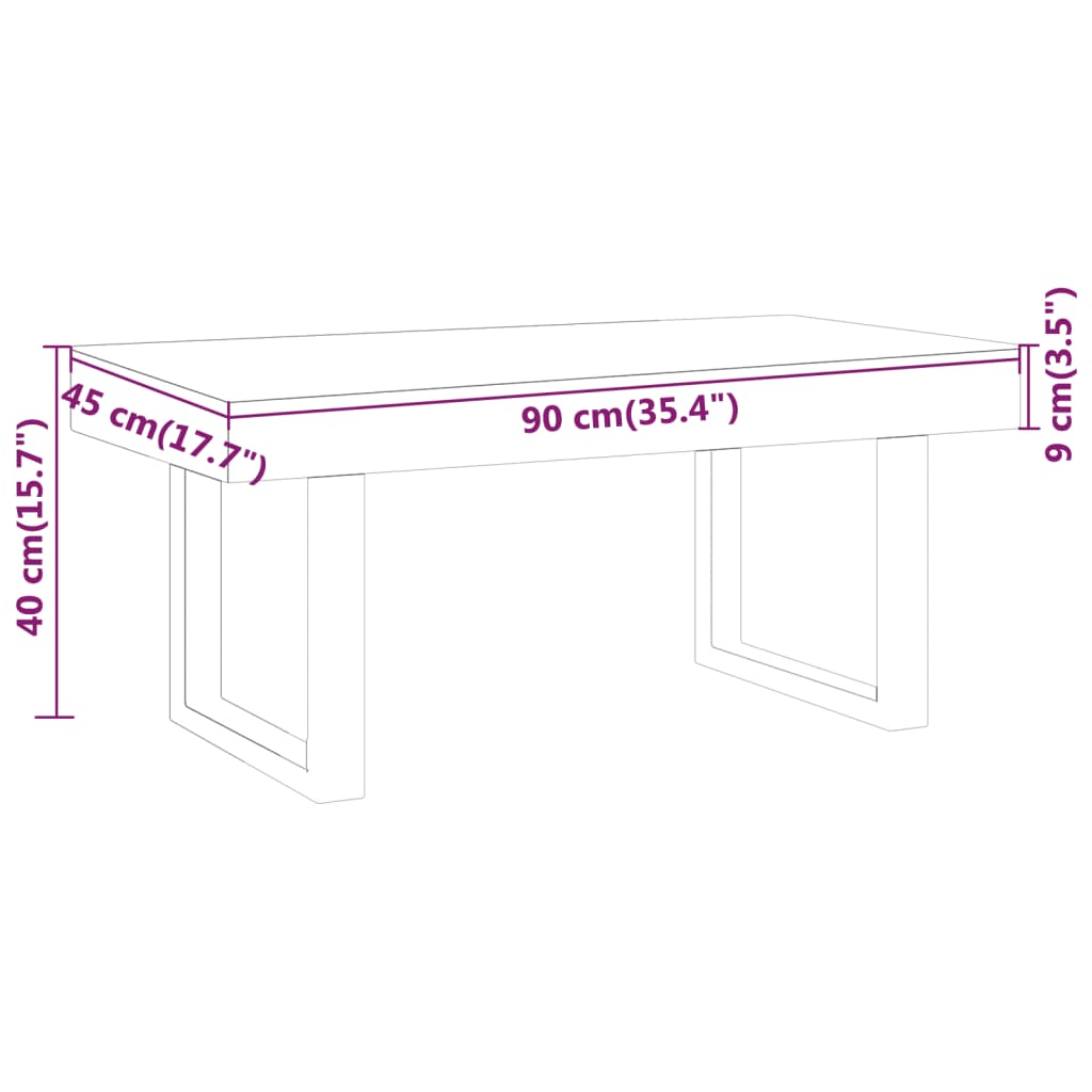 Tavolino Salotto Marrone Chiaro e Nero 90x45x40 cm MDF e Ferro