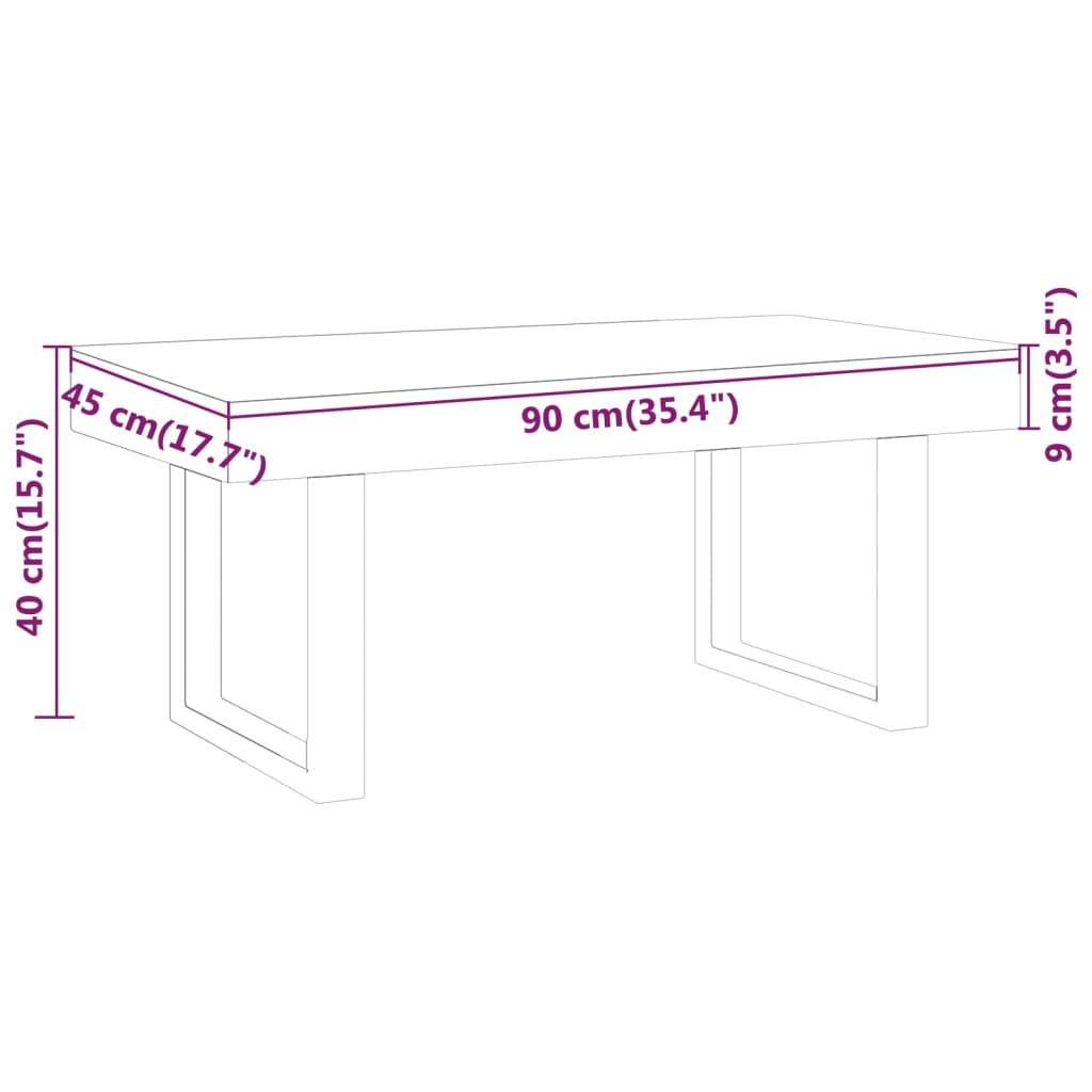 Tavolino da Salotto Grigio e Nero 90x45x40 cm in MDF e Ferro