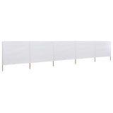 Paravento a 5 Pannelli in Tessuto 600x120 cm Bianco Sabbia