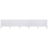 Paravento a 5 Pannelli in Tessuto 600x160 cm Bianco Sabbia