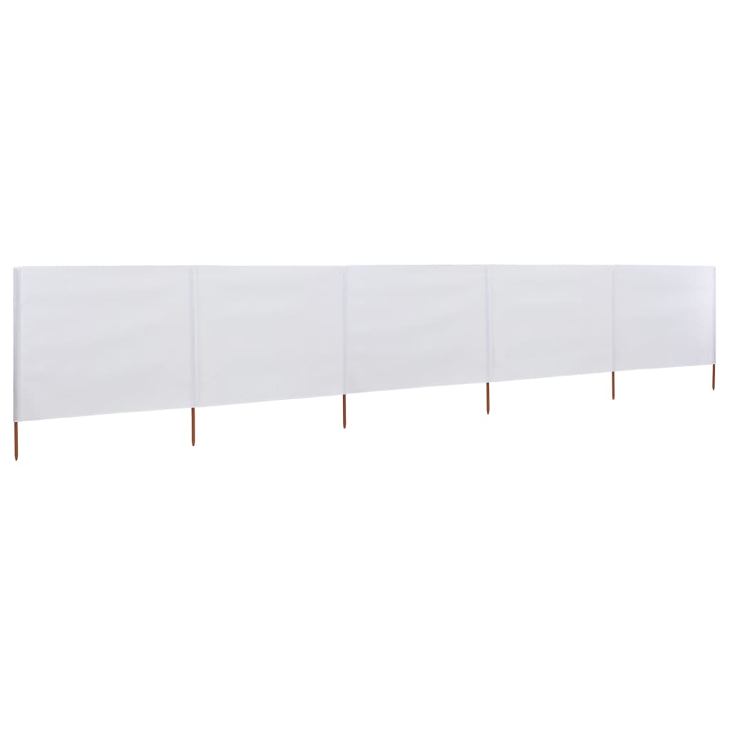 Paravento a 5 Pannelli in Tessuto 600x160 cm Bianco Sabbia