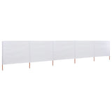 Paravento a 5 Pannelli in Tessuto 600x160 cm Bianco Sabbia