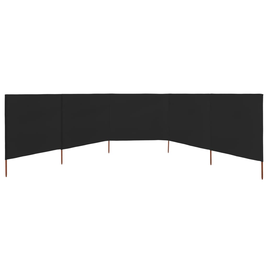 Paravento a 5 Pannelli in Tessuto 600x160 cm Nero