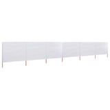 Paravento a 6 Pannelli in Tessuto 800x160 cm Bianco Sabbia