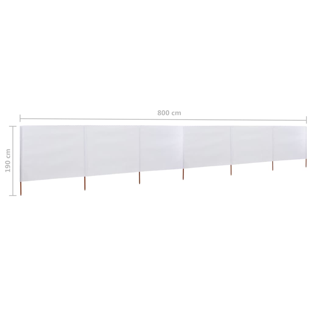 Paravento a 6 Pannelli in Tessuto 800x160 cm Bianco Sabbia
