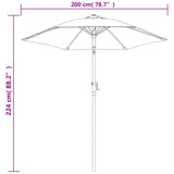Ombrellone Nero 200x224 cm in Alluminio