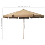 Ombrellone da Esterni con Palo in Legno 330 cm Grigio Talpa