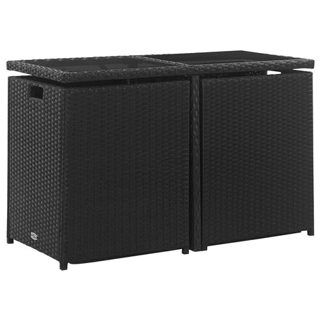 Set da Pranzo da Giardino 9 pz con Cuscini in Polyrattan Nero