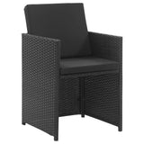 Set da Pranzo da Giardino 9 pz con Cuscini in Polyrattan Nero