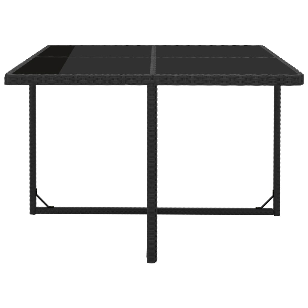 Set da Pranzo da Giardino 9 pz con Cuscini in Polyrattan Nero