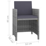 Set da Pranzo da Giardino 11 pz con Cuscini Polyrattan Grigio