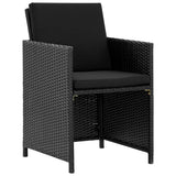 Set da Pranzo da Giardino 5 pz con Cuscini in Polyrattan Nero