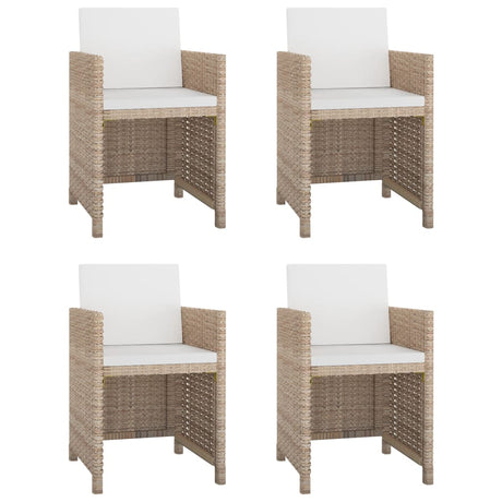 Set da Pranzo da Giardino 5 pz con Cuscini in Polyrattan Beige