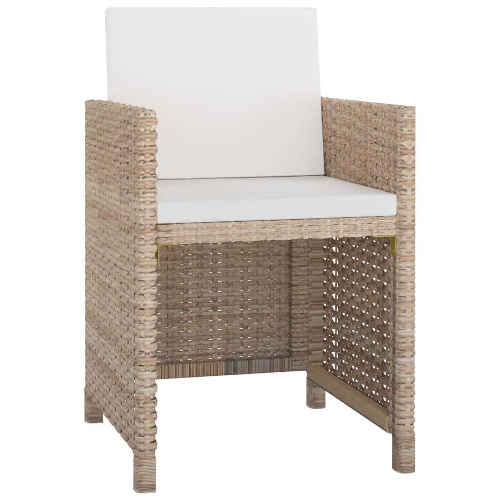 Set da Pranzo da Giardino 5 pz con Cuscini in Polyrattan Beige