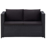 Set Divani da Giardino 3 pz con Cuscini in Polyrattan Nero