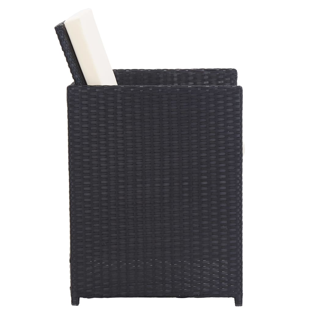 Set da Pranzo da Giardino 15 pz con Cuscini in Polyrattan Nero