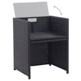 Set da Pranzo da Giardino 15 pz con Cuscini in Polyrattan Nero