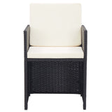 Set da Pranzo da Giardino 17 pz con Cuscini in Polyrattan Nero