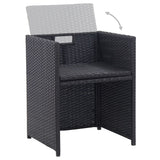 Set da Pranzo da Giardino 17 pz con Cuscini in Polyrattan Nero