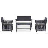 Set Divani da Giardino 4 pz con Cuscini in Polyrattan Nero