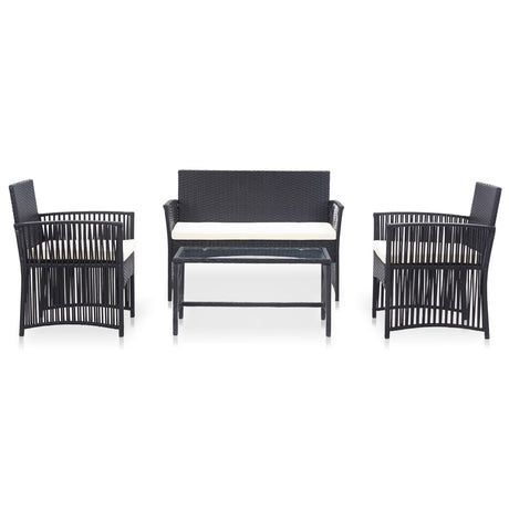 Set Divani da Giardino 4 pz con Cuscini in Polyrattan Nero