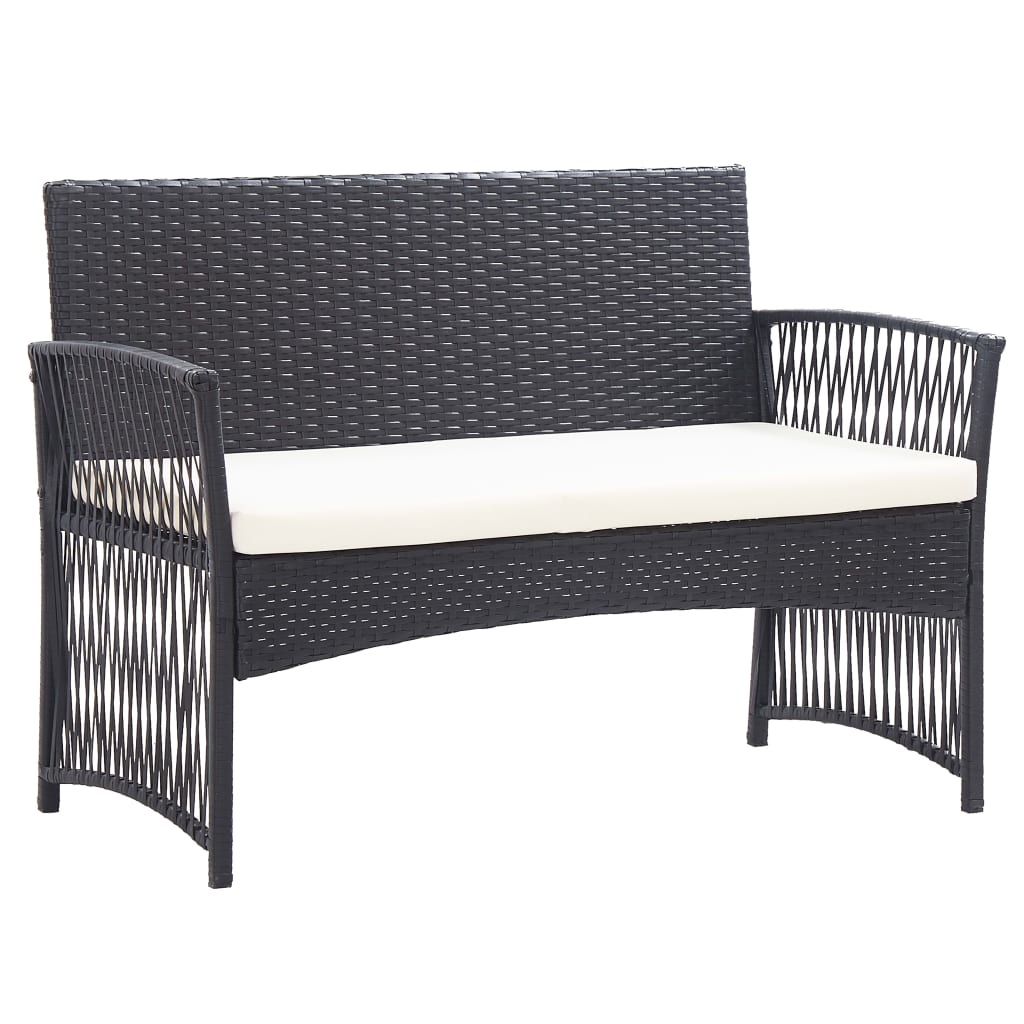 Set Divani da Giardino 4 pz con Cuscini in Polyrattan Nero