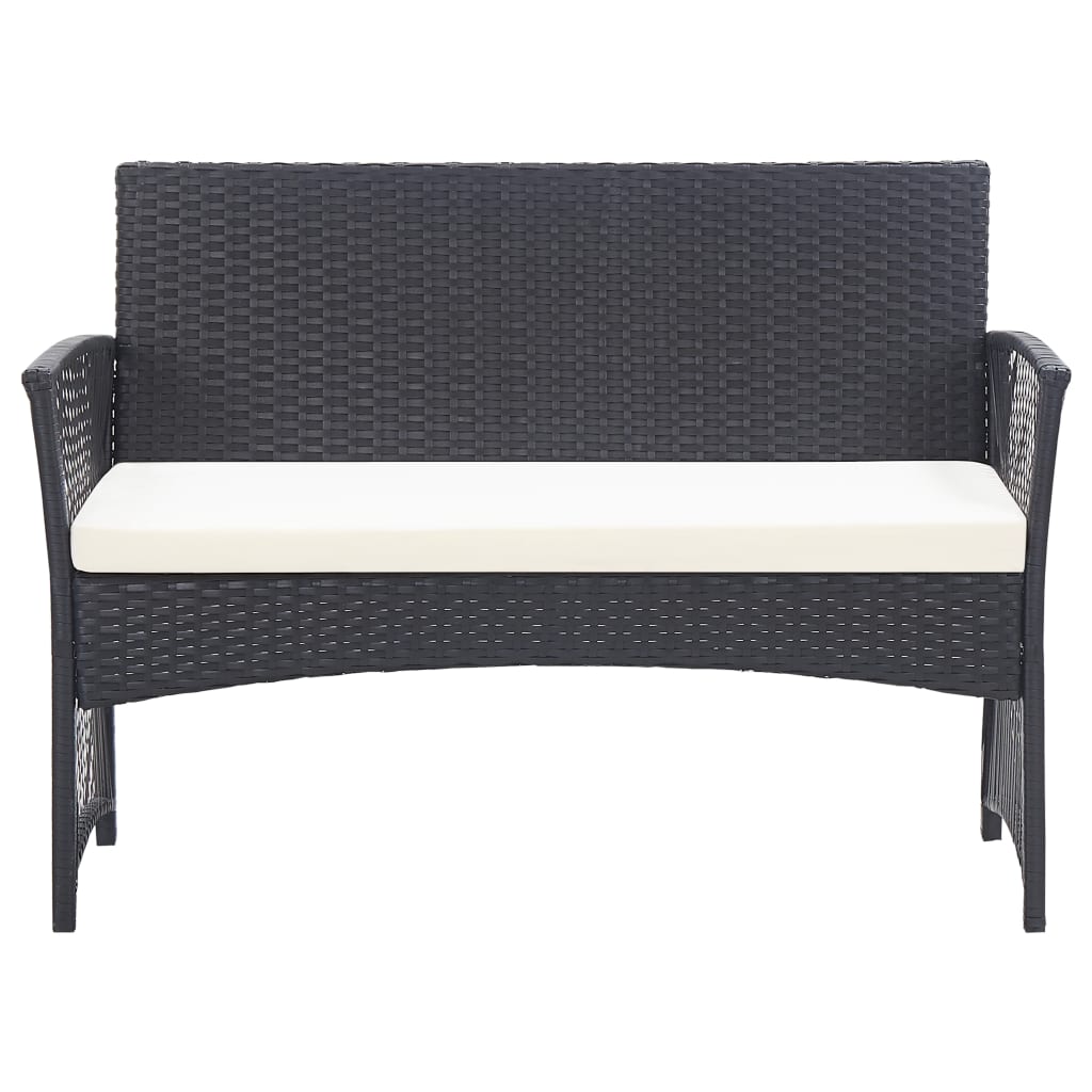 Set Divani da Giardino 4 pz con Cuscini in Polyrattan Nero