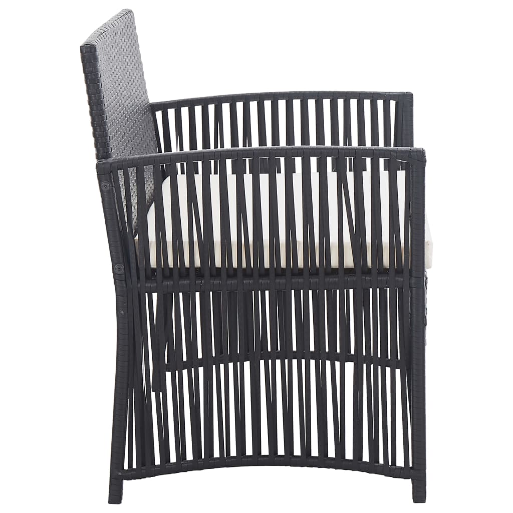 Set Divani da Giardino 4 pz con Cuscini in Polyrattan Nero