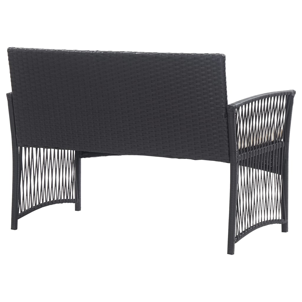 Set Divani da Giardino 4 pz con Cuscini in Polyrattan Nero