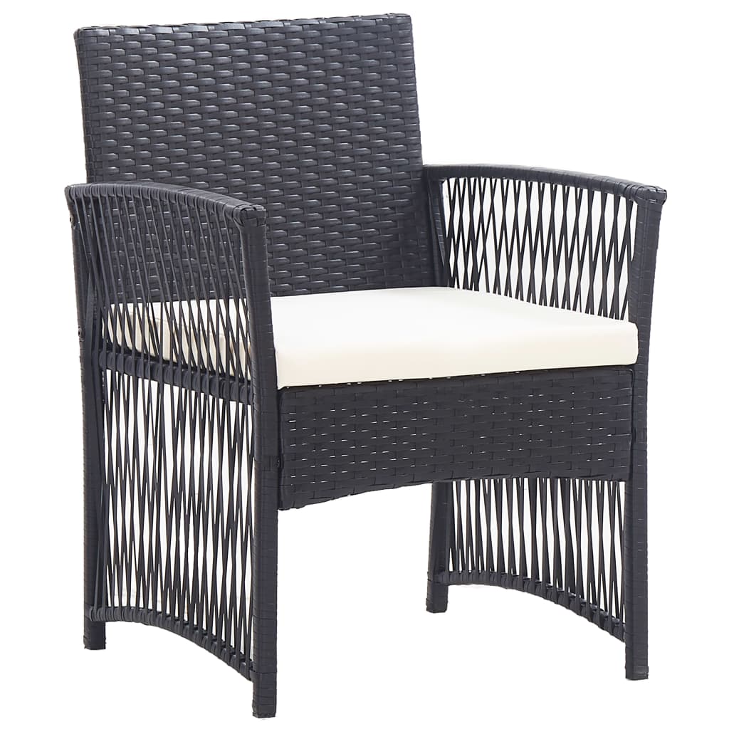 Set Divani da Giardino 4 pz con Cuscini in Polyrattan Nero