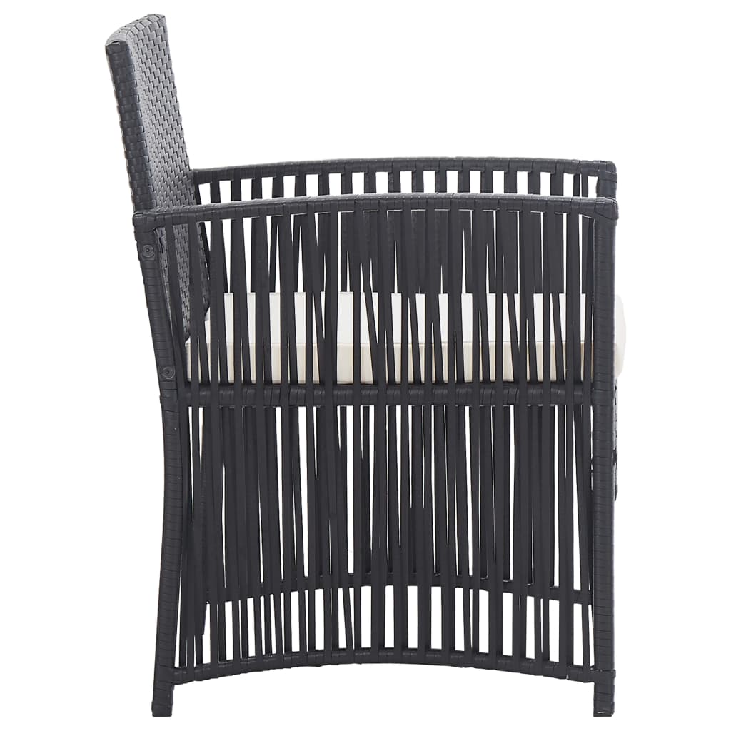 Set Divani da Giardino 4 pz con Cuscini in Polyrattan Nero