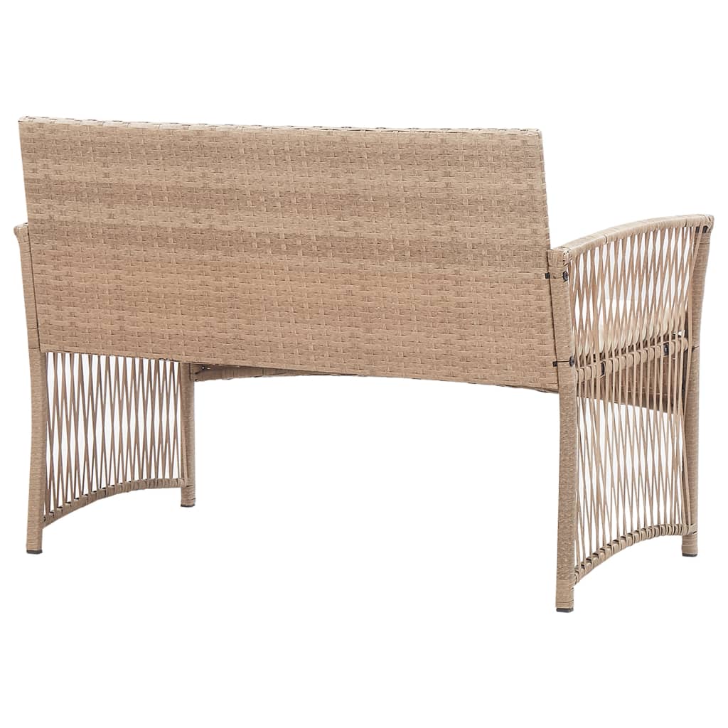 Set Divani da Giardino 4 pz con Cuscino in Polyrattan Beige