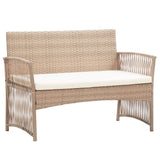 Set Divani da Giardino 4 pz con Cuscino in Polyrattan Beige