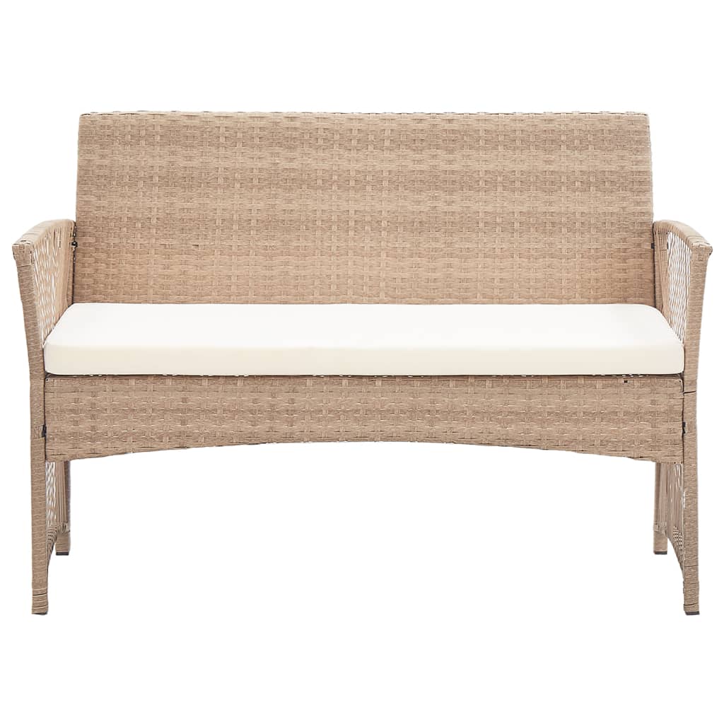 Set Divani da Giardino 4 pz con Cuscino in Polyrattan Beige