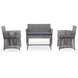 Set Divani da Giardino 4 pz con Cuscini in Polyrattan Antracite