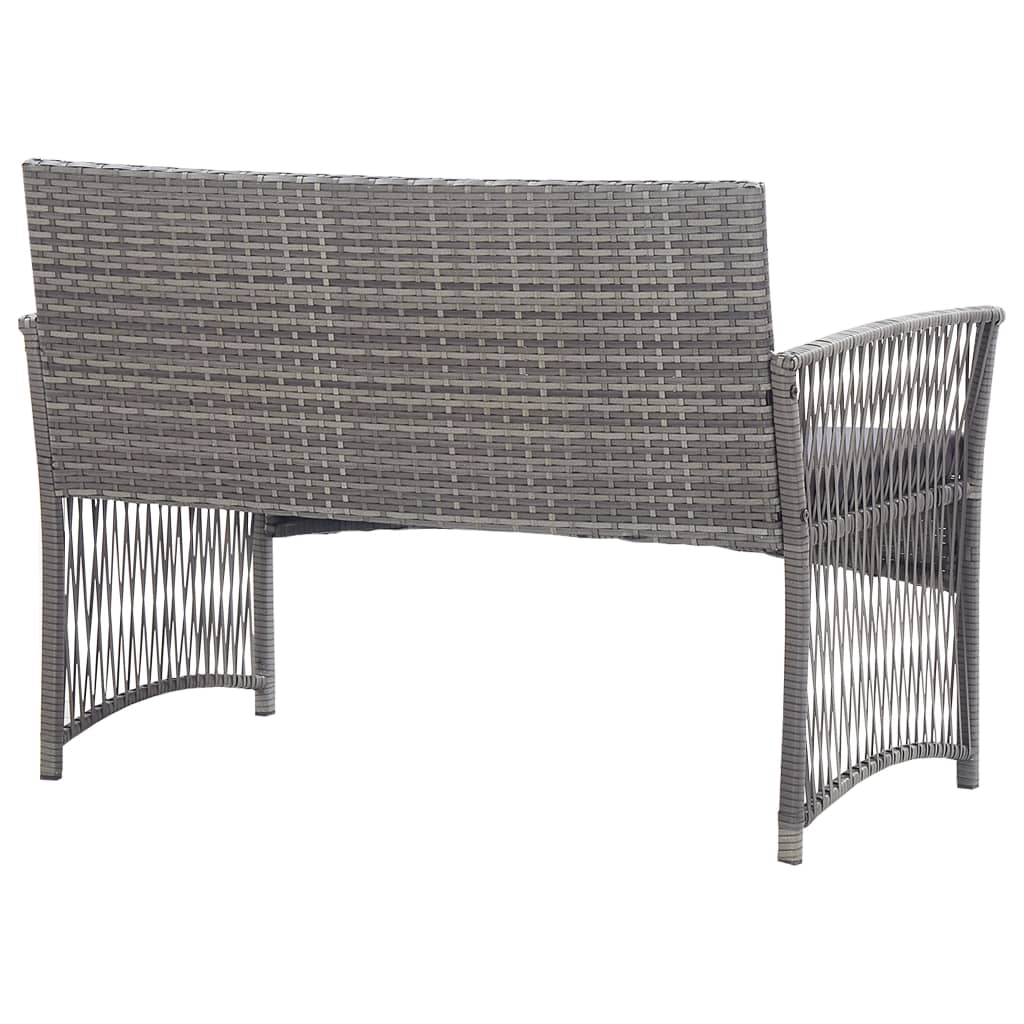 Set Divani da Giardino 4 pz con Cuscini in Polyrattan Antracite