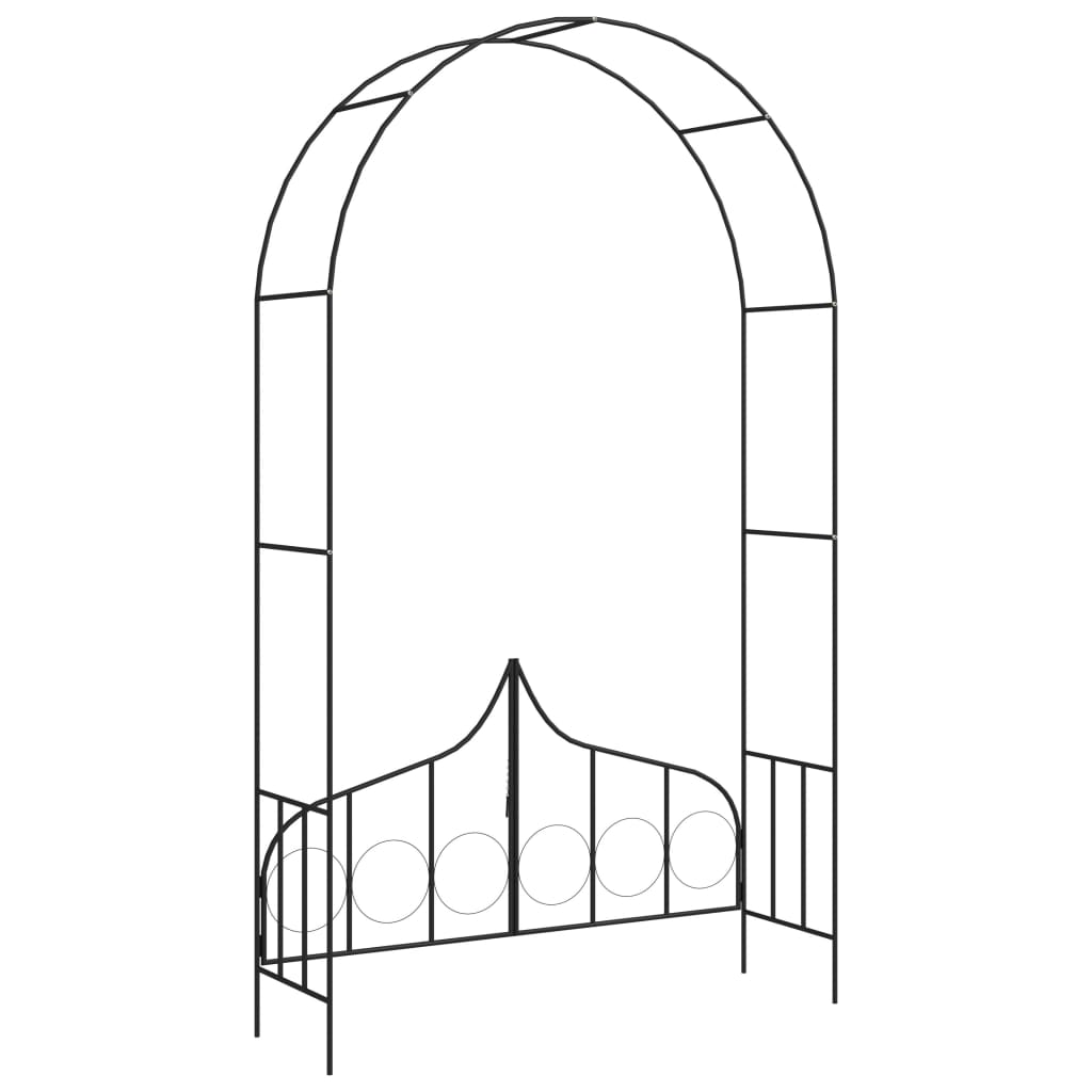 Arco da Giardino con Porta Nero 138x40x238 cm in Ferro