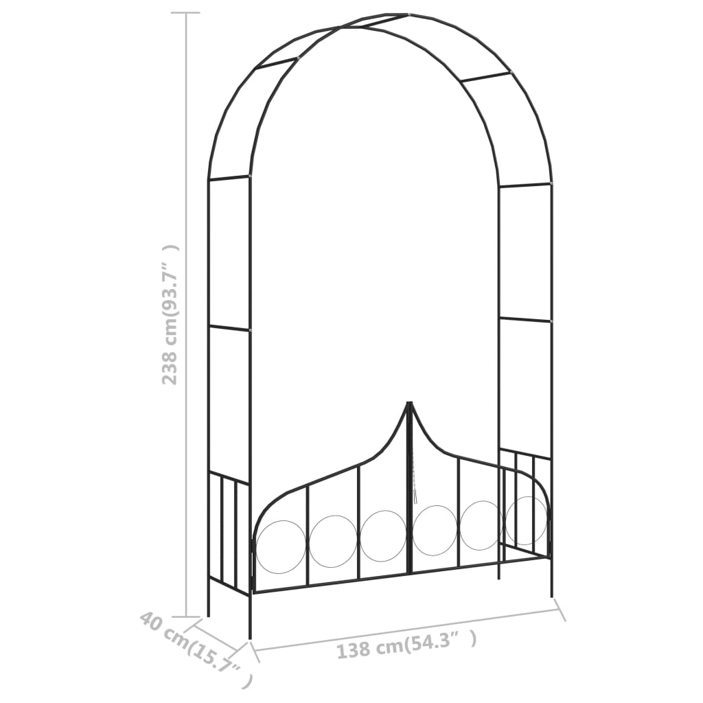 Arco da Giardino con Porta Nero 138x40x238 cm in Ferro