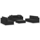 Set Divani da Giardino 7 pz con Cuscini in Polyrattan Nero