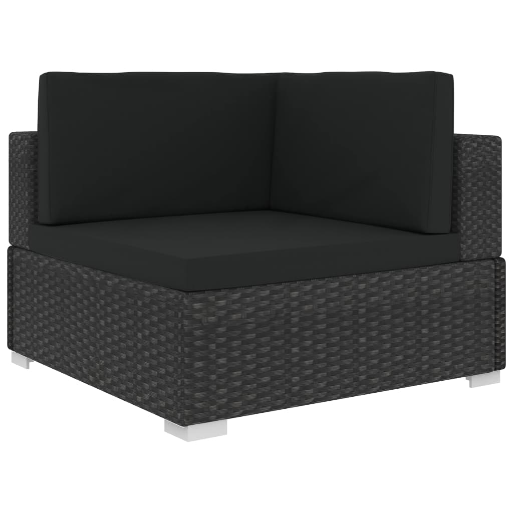 Set Divani da Giardino 7 pz con Cuscini in Polyrattan Nero