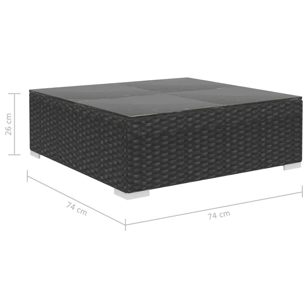 Set Divani da Giardino 7 pz con Cuscini in Polyrattan Nero