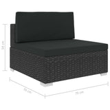 Set Divani da Giardino 7 pz con Cuscini in Polyrattan Nero