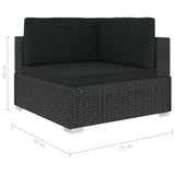 Set Divani da Giardino 7 pz con Cuscini in Polyrattan Nero