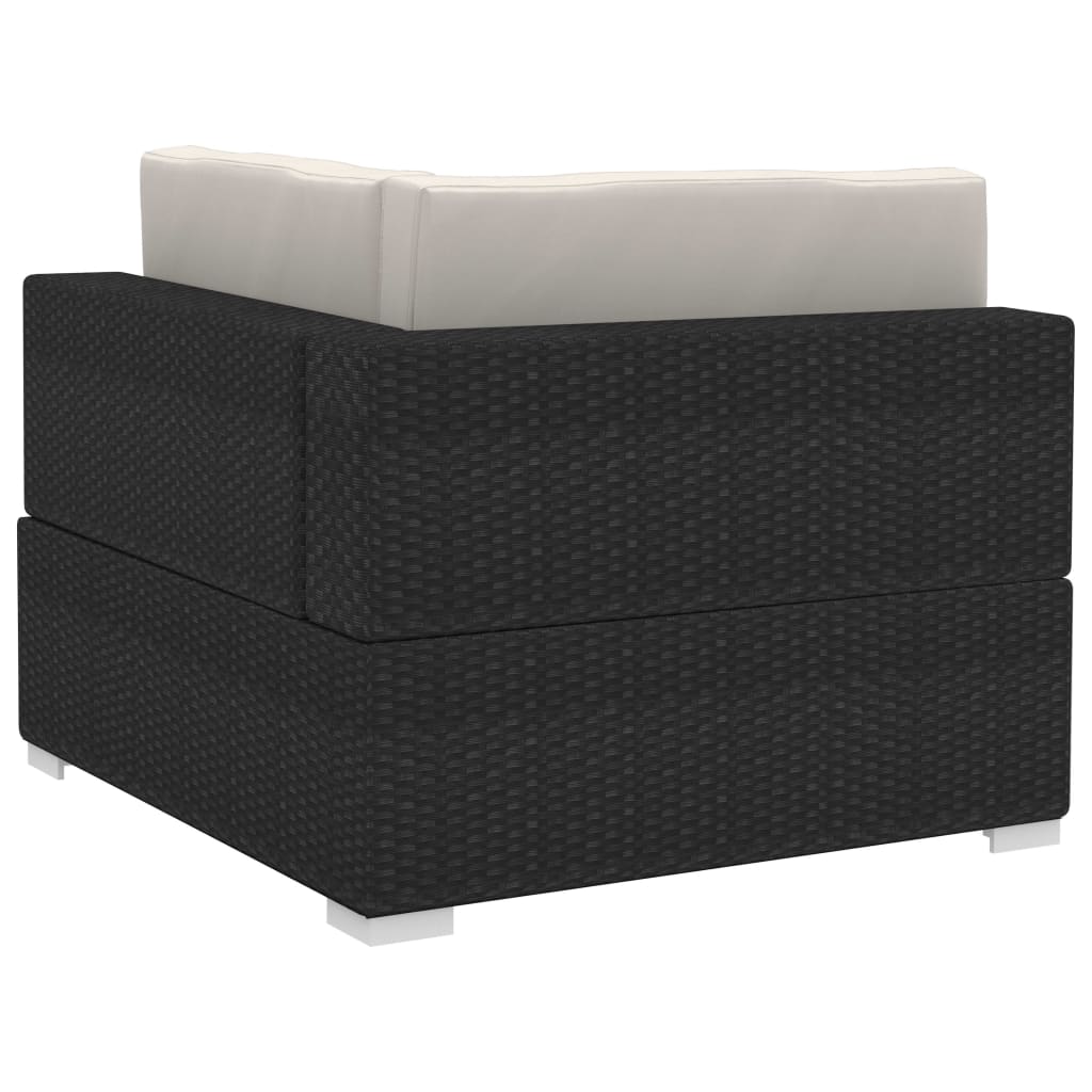 Poltrone Modulari ad Angolo con Cuscini 2 pz Polyrattan Nero