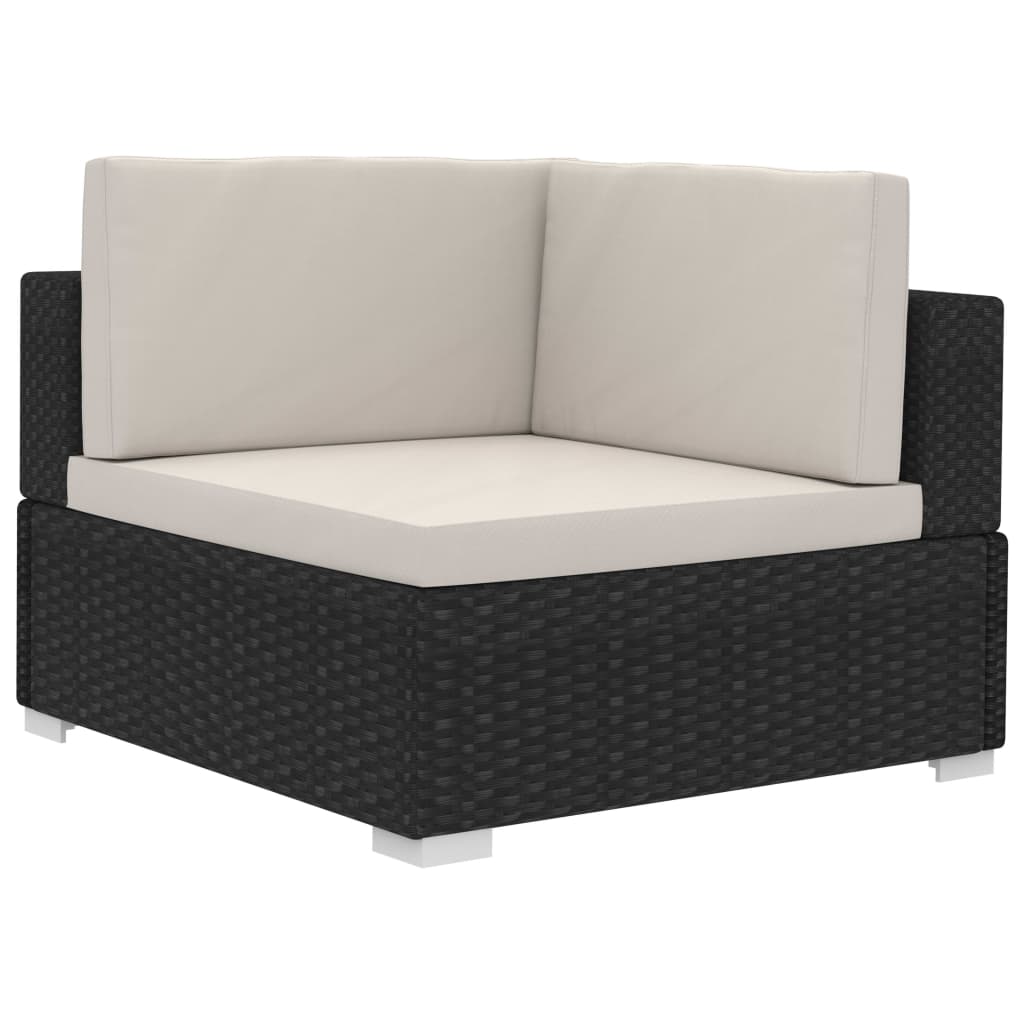 Poltrone Modulari ad Angolo con Cuscini 2 pz Polyrattan Nero