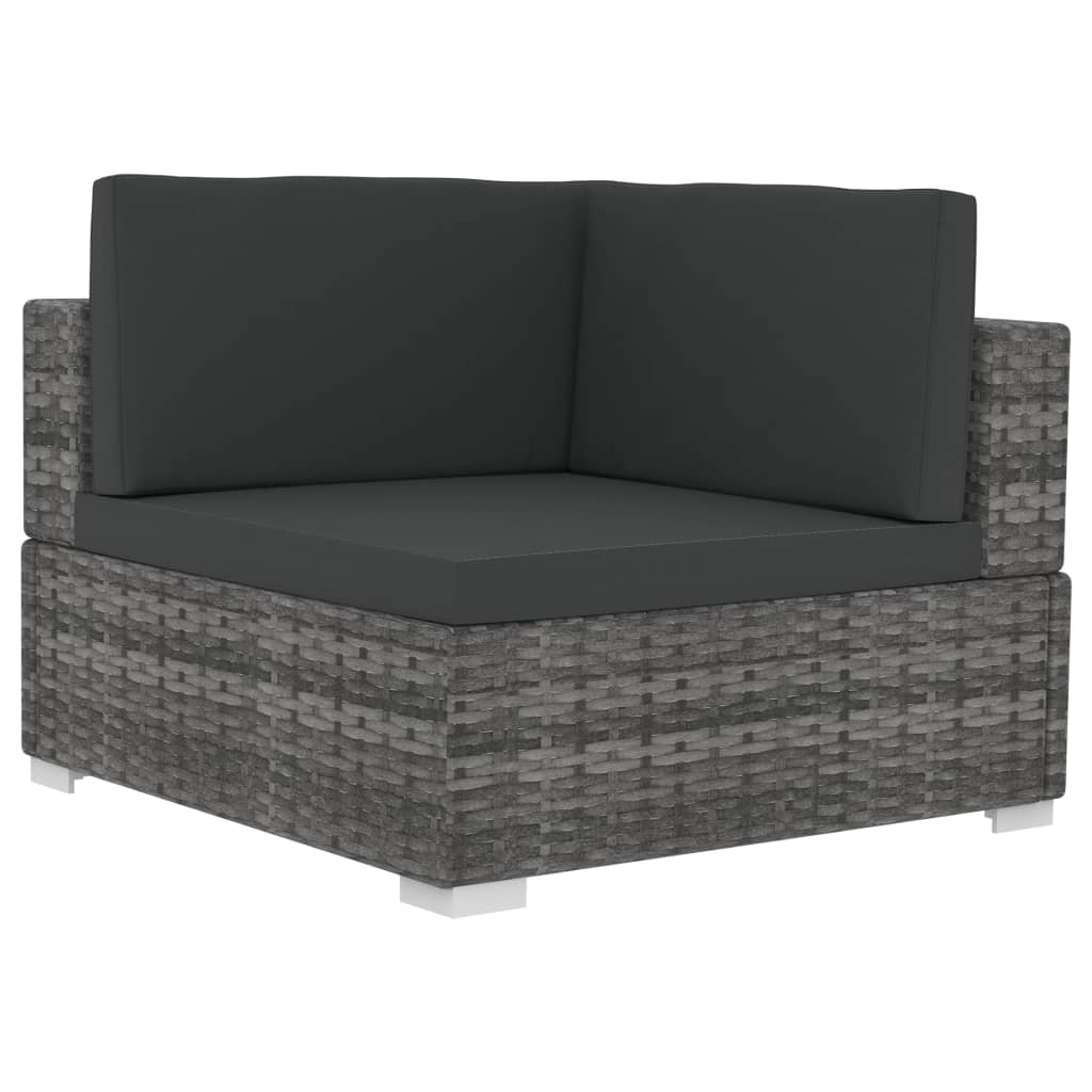 Poltrone Modulari ad Angolo con Cuscini 2 pz Polyrattan Grigio